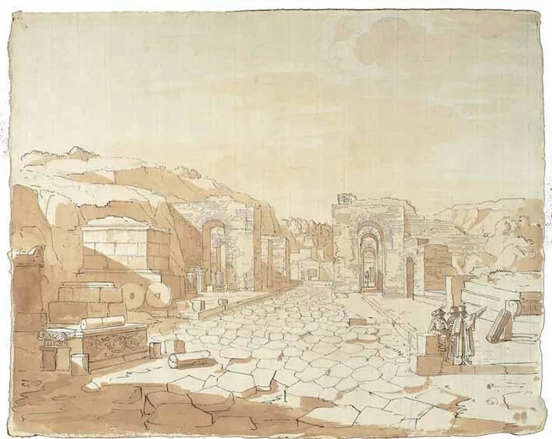 Luigi Basiletti-66-Veduta della via dei sepolcri a Pompei